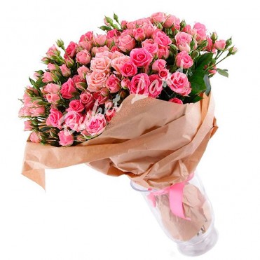 39 розовых роз спрей 60 см