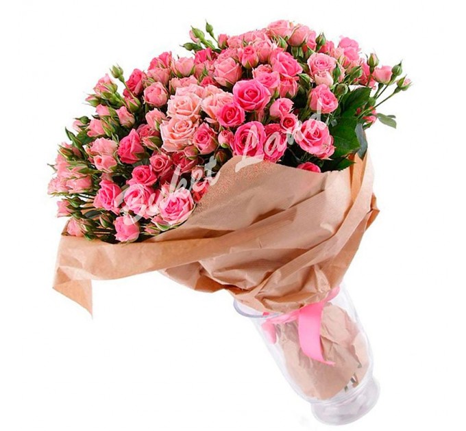 39 розовых роз спрей 60 см