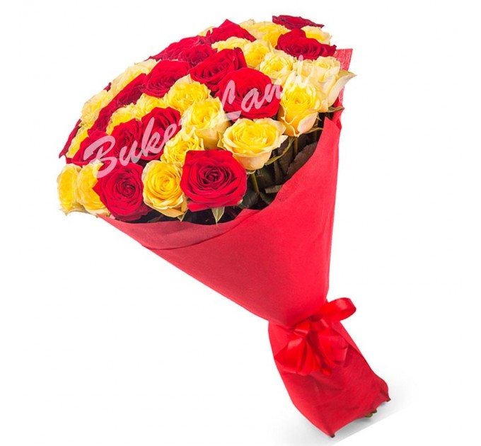 41 роза микс «красно-желтая» 60 см