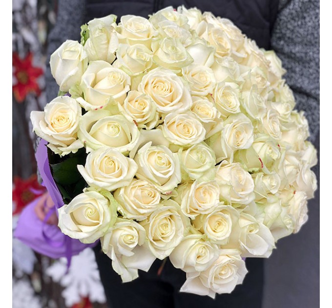 51 белая роза 60 см