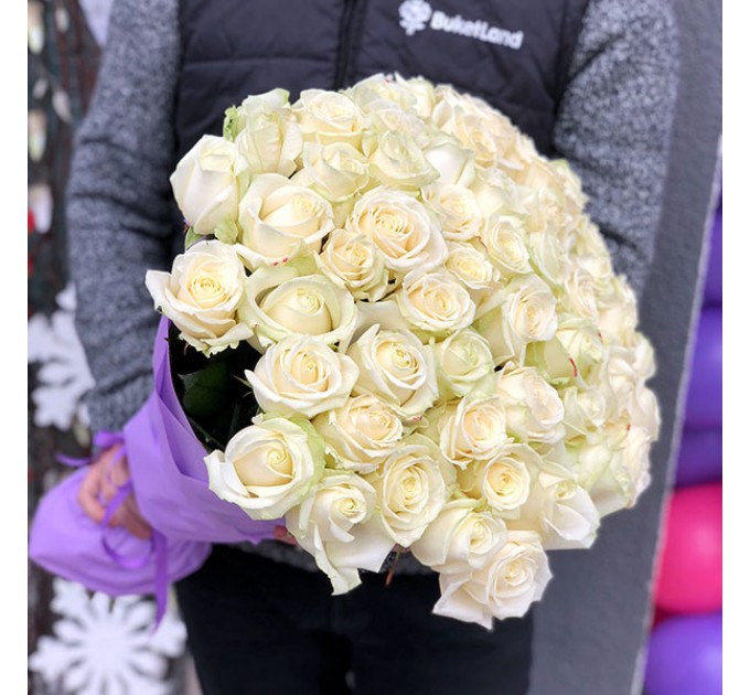 51 белая роза 60 см
