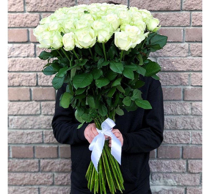 51 біла троянда 80 см