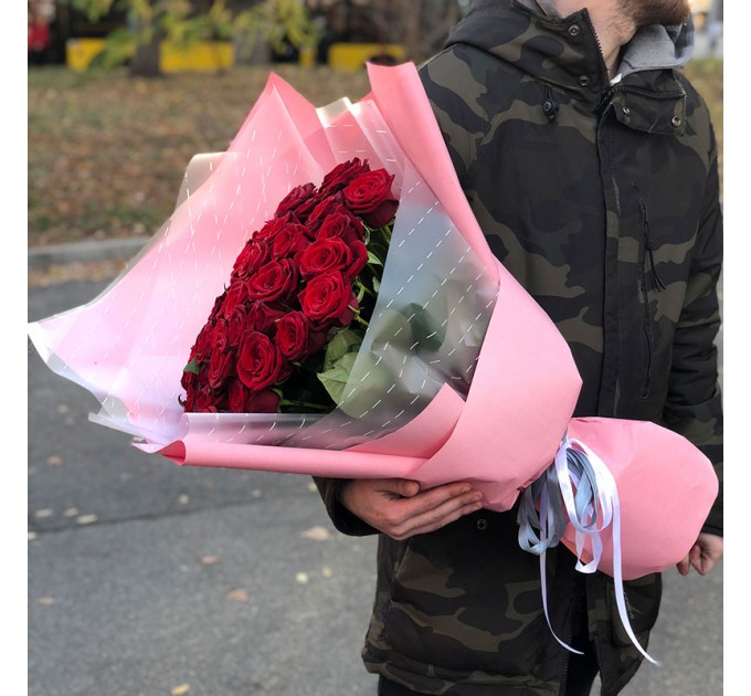 51 червона троянда 60 см Престиж