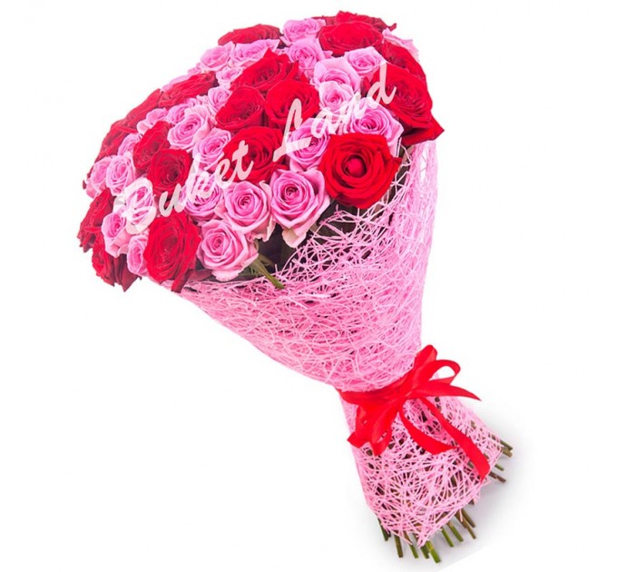 51 роза микс «красно-розовая» 60 см