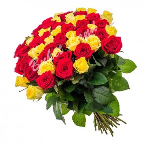 51 троянда мікс «червоно-жовта» 60 см
