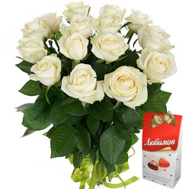 Букет белых роз " Душечка"