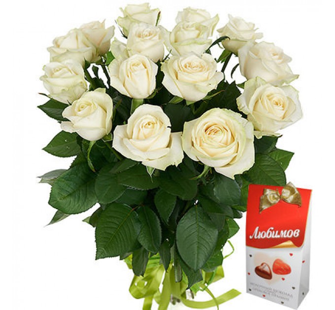 Букет белых роз " Душечка"