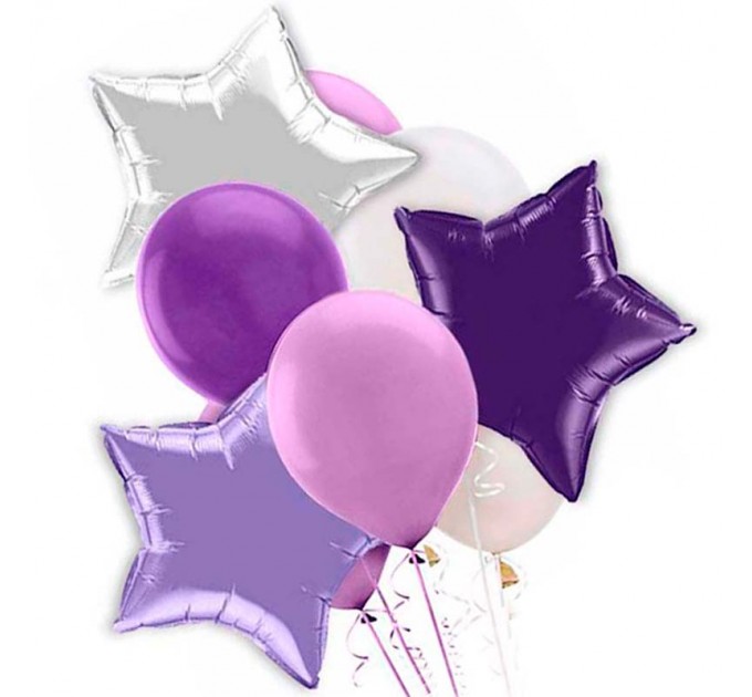 9 гелиевых и фольгированных шариков микс