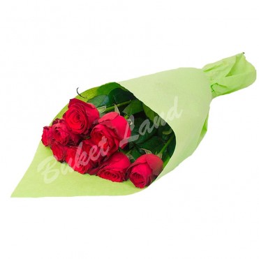 9 красных роз Гран При 60 см