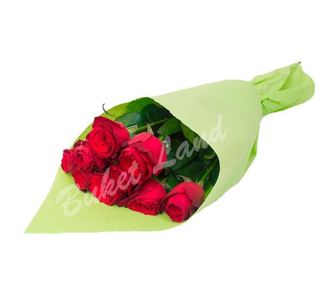 9 красных роз Гран При 60 см