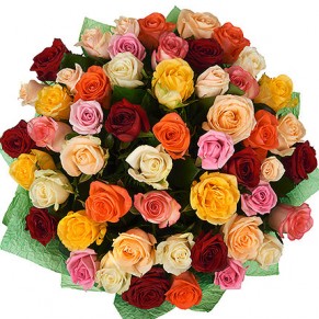 51 різнокольорова троянда Мікс 60 см 51 різнокольорова троянда Мікс 60 см