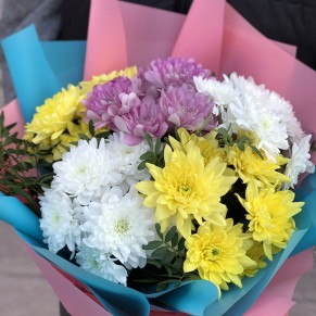 Букет із 5 хризантем мікс Букет із 5 хризантем мікс