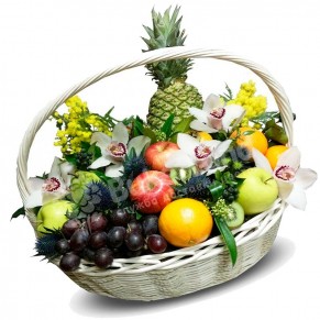 Фруктовая корзина «Экзотические цветы»