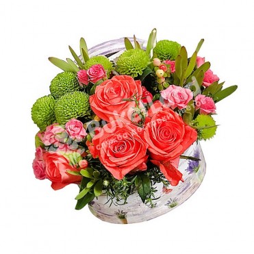 Круглая коробка с цветами 2 | размер S