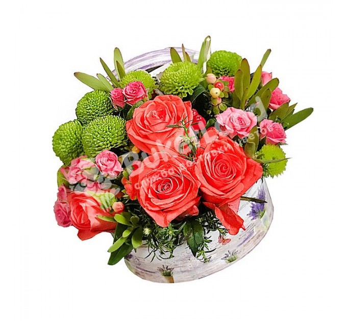 Круглая коробка с цветами 2 | размер S