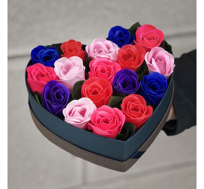 Сердце из мыльных роз | размер М