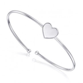 Срібний жорсткий браслет із серцем