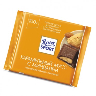 Шоколад молочный Ritter Sport Карамельный мусс с миндалем 100г