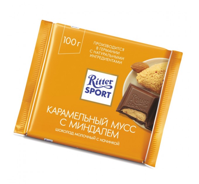 Шоколад молочный Ritter Sport Карамельный мусс с миндалем 100г