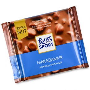 Шоколад молочный Ritter Sport с орехом макадамия 100г