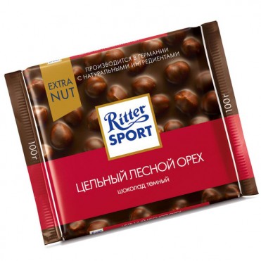 Шоколад темный Ritter Sport с цельным лесным орехом 100г