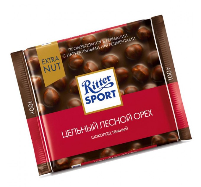 Шоколад темный Ritter Sport с цельным лесным орехом 100г
