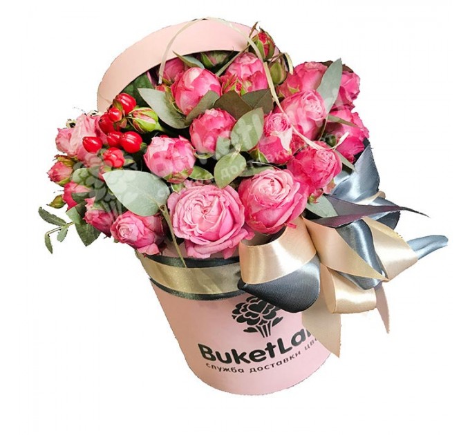 Цветы в шляпной коробке «Барби»