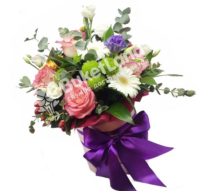 Цветы в шляпной коробке «Инфинити»