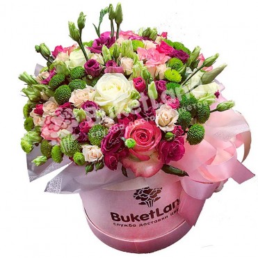 Цветы в шляпной коробке «Мелодия счастья»