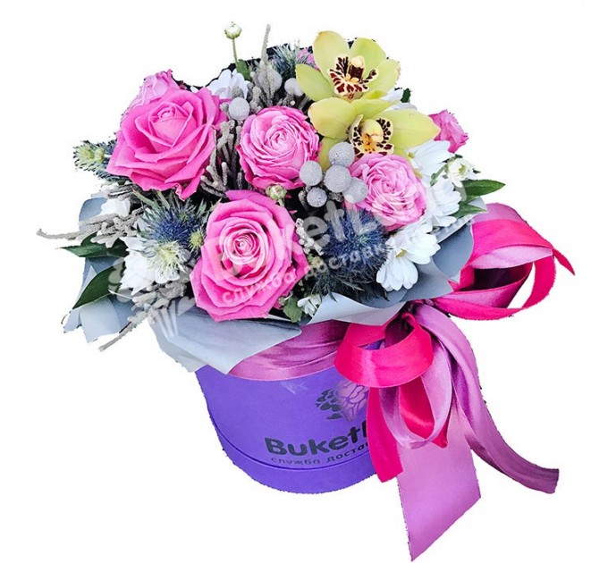 Цветы в шляпной коробке «Очарование»