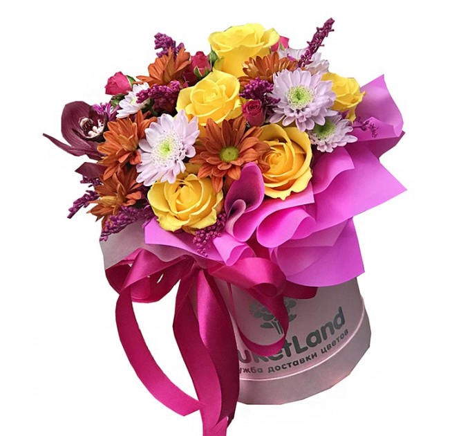 Цветы в шляпной коробке «Тиффани»